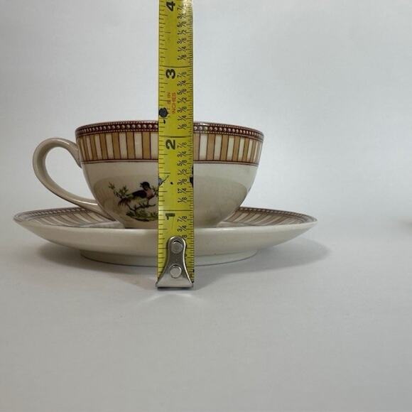 Burton & Burton Birds of Beauty Porcelain Tea Cup & Saucer Bird Center, Geo Rim - Picture 13 of 16